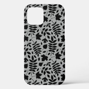 Fallen Blätter Muster Schwarz auf Grau Case-Mate iPhone Hülle