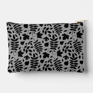 Fallen Blätter Muster Schwarz auf Grau Zubehörtasche