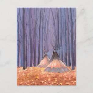 FALLEN BLÄTTER TIPIS VON SHARON SHARPE POSTKARTE