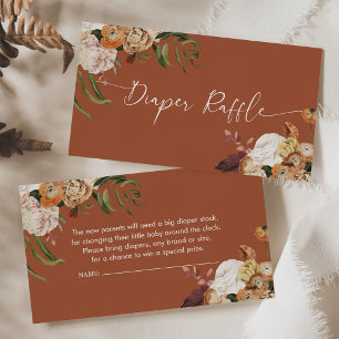 Fallen Floral Diaper Raffle Babydusche Einsteckkar Visitenkarte