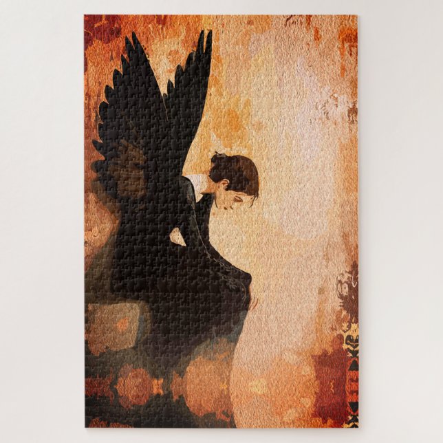 Fallen Grace - Melancholische Engel-Reflektion Puzzle (Vertikal)