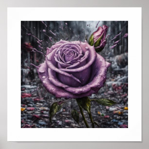 Fallen Lavendel Rose Poster