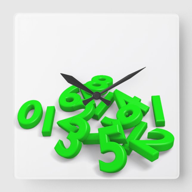 Fallen Numbers Wall Clock Quadratische Wanduhr (Vorderseite)