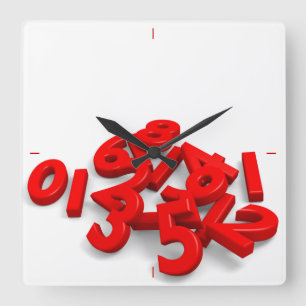 Fallen Numbers Wall Clock Quadratische Wanduhr