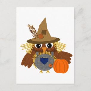 Fallen Sie das Adorable Scarecrow Owl Postkarte