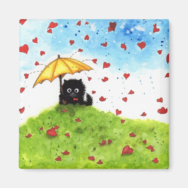 Fallen Sie Fuzzy Cat Liebe BiHrle Magnet (Vorne)