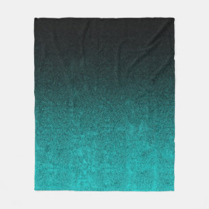 Fallen von Aqua und Schwarzer Glitzer Gradient Fleecedecke