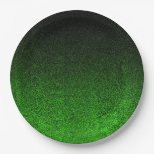 Fallen von Grün und Schwarz Glitzer Gradient Pappteller