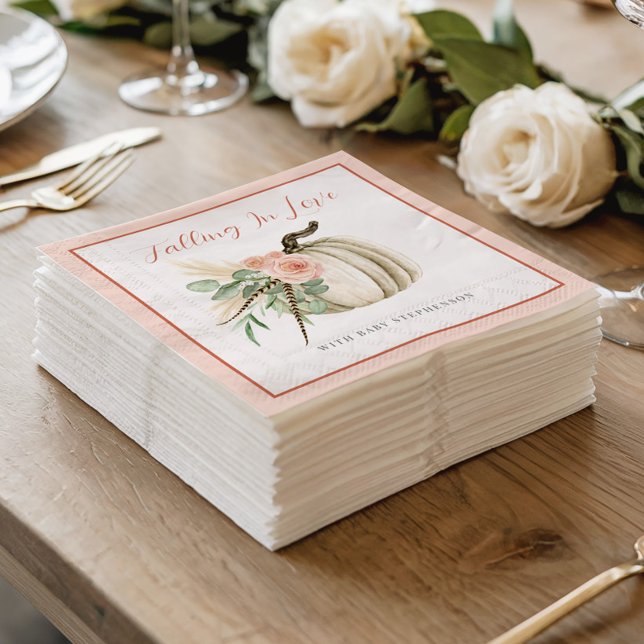 Fallend in Liebe Baby Dusche Pumpkin Blumenrosa Serviette (Von Creator hochgeladen)