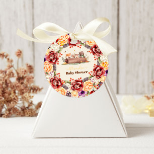 Fallend in Liebe Baby Woodland Baby Shower Runder Aufkleber