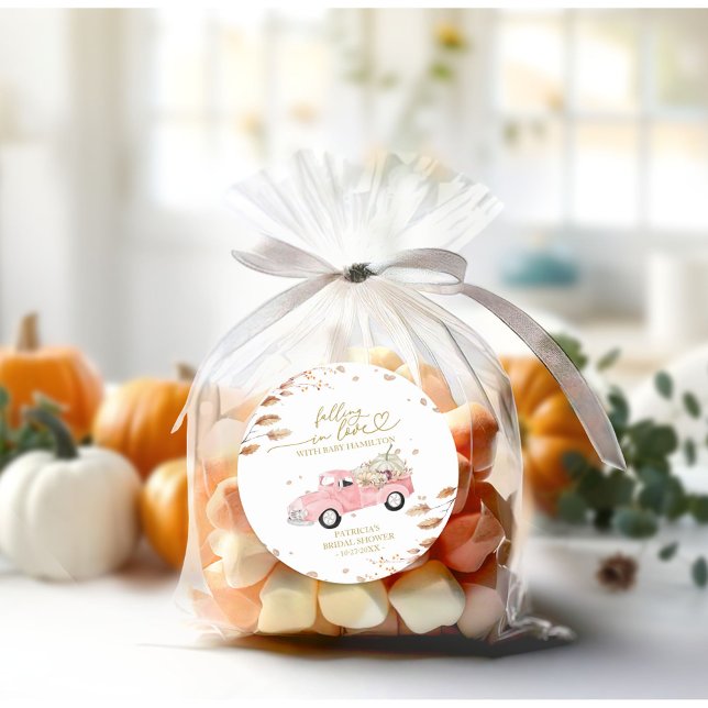 Fallend in Liebe Pumpkin Fall Babydusche Runder Aufkleber (Von Creator hochgeladen)