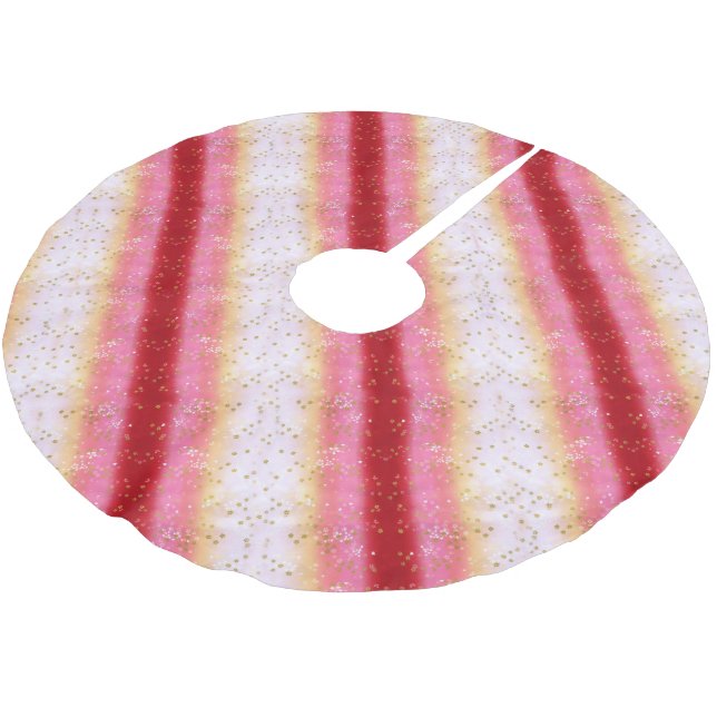 Fallend Pink Sakura Sunrise Polyester Weihnachtsbaumdecke (Schrägansicht)