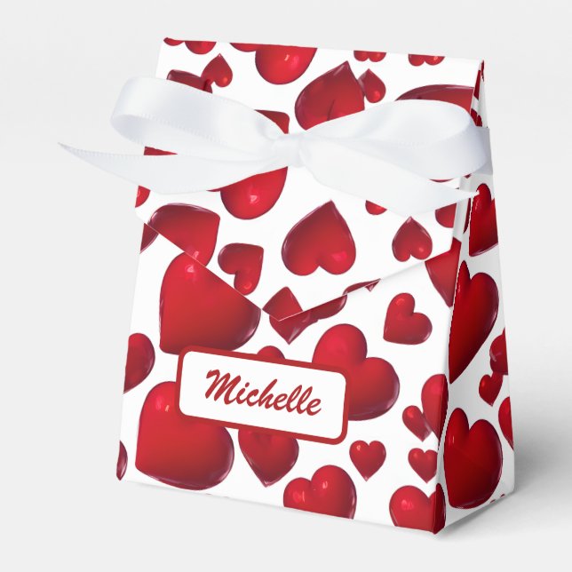 Fallend Red Hearts Valentine Muster Geschenkschachtel (Vorderseite)