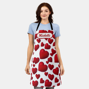Fallend Red Hearts Valentine Muster Schürze
