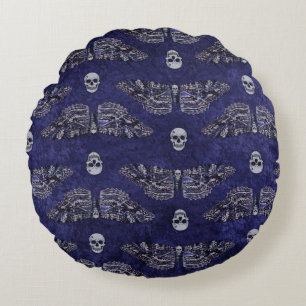 Fallend Totschlucht Moth and Skulls Rundes Kissen
