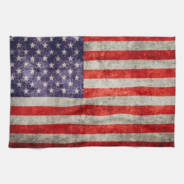 Fallende antike amerikanische Flagge Geschirrtuch (Horizontal)