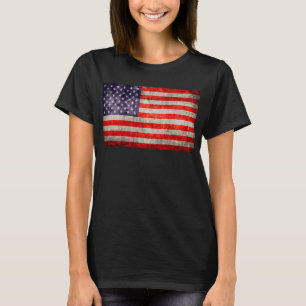 Fallende antike amerikanische Flagge T-Shirt