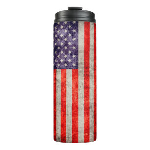 Fallende antike amerikanische Flagge Thermosbecher