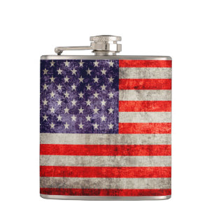 Fallende Antique Amerikanische Flagge Flachmann