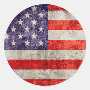 Fallende Antique Amerikanische Flagge Runder Aufkleber