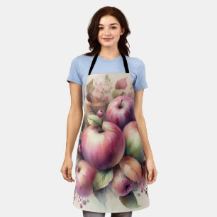 fallende Äpfel in Pastellfarben Aquarellmalerei Schürze