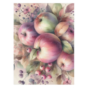fallende Äpfel in Pastellfarben Aquarellmalerei Tischdecke