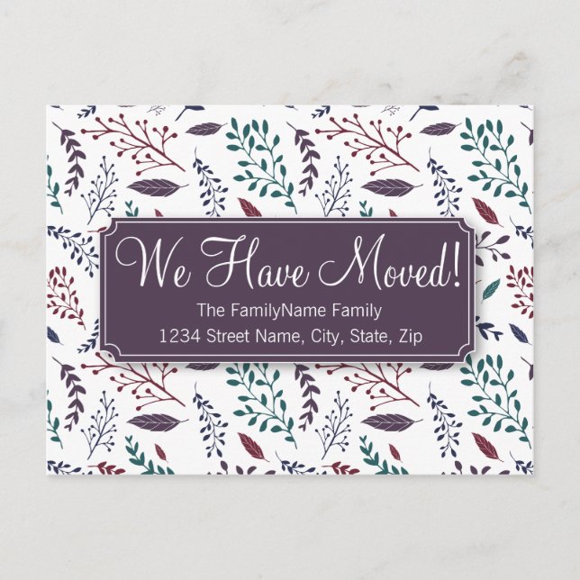 Fallende Blätter-Adressenänderung Ankündigungspostkarte (Vorderseite)