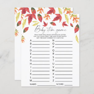 Fallende Blätter - Baby Item Game. Baby Shower Gam