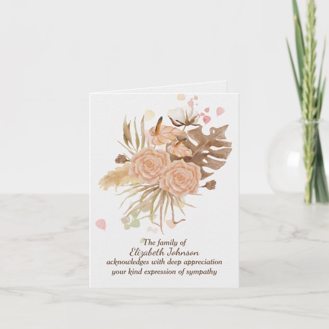 Fallende Blätter Beileid Danke Karte (Vorderseite)