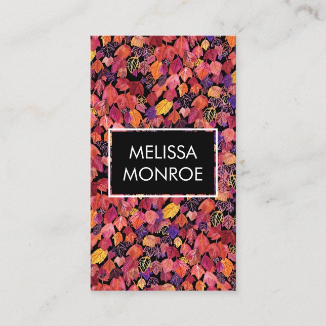 Fallende Blätter Blätter illustrierte Wasserfarbe Visitenkarte (Vorderseite)