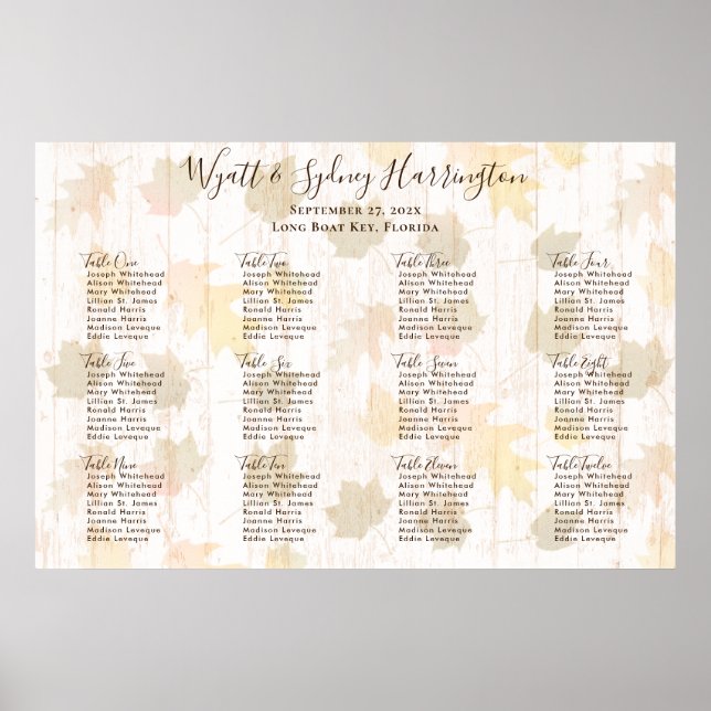 Fallende Blätter Empfang-Tischplatte Poster (Vorne)