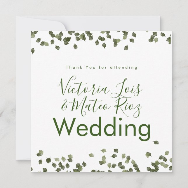 Fallende Blätter fallen Herbst Danke Hochzeit (Vorderseite)