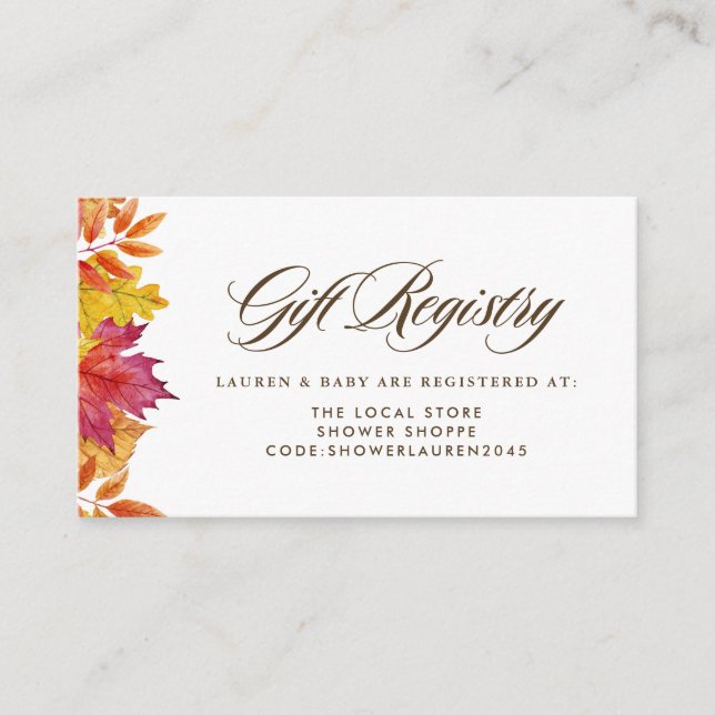 Fallende Blätter Garland Autumn Baby Shower Regist Begleitkarte (Vorderseite)