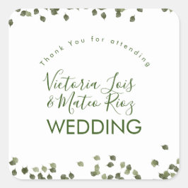 Fallende Blätter Herbst Grüne Danke Quadratischer Aufkleber