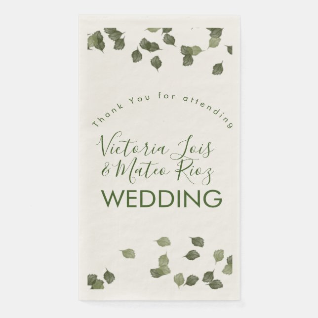 Fallende Blätter Herbst Grüne Danke Serviette (Vorderseite)