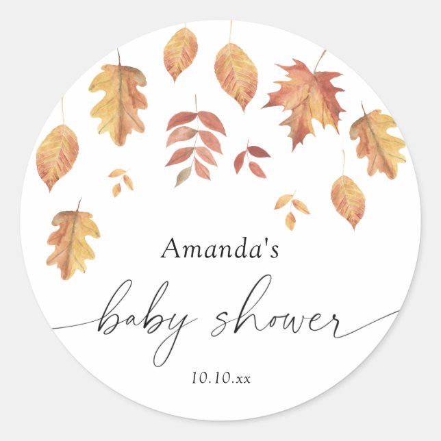 Fallende Blätter Herbstbrause Runder Aufkleber (Vorderseite)