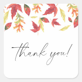 Fallende Blätter Herbstdusche Danke Quadratischer Aufkleber