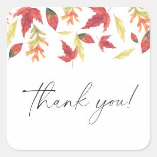 Fallende Blätter Herbstdusche Danke Quadratischer Aufkleber