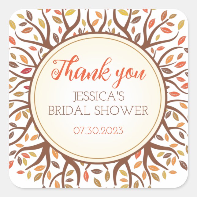 Fallende Blätter Herbstfallen Brautparty Quadratischer Aufkleber (Vorderseite)