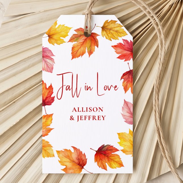 Fallende Blätter Herbsthochzeit Herbst in Liebe Geschenkanhänger (Von Creator hochgeladen)