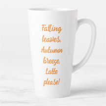 Fallende Blätter Herbstwind Latte Bitte Tasse