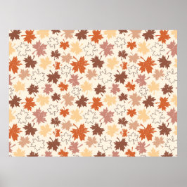 Fallende Blätter im natürlichen Erdherbstdesign Poster