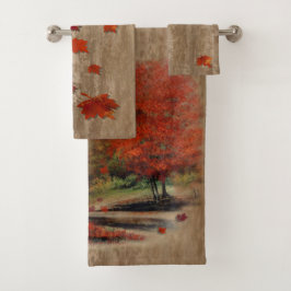 Fallende Blätter Landschaft Badhandtuch Set