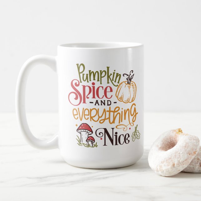 Fallende Blätter und Whimsical Pumpkins Kaffeetasse (Mit Donut)