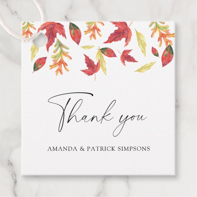 Fallende Blätter - Vielen Dank Geschenkanhänger (Vorderseite)