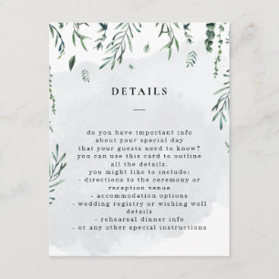 Fallende Blätter Watercolor Hochzeitdetails Begleitkarte