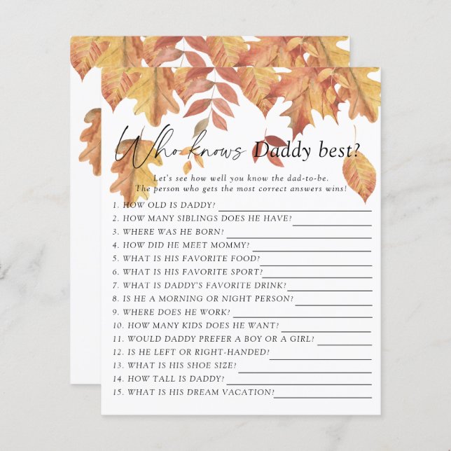 Fallende Blätter - Wer kennt Daddy best game (Vorne/Hinten)