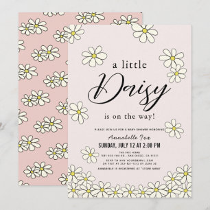 Fallende Daisies Blumenrosa Babydusche Einladung