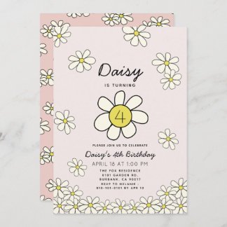 Fallende Daisies Pink Floral Geburtstag Einladung
