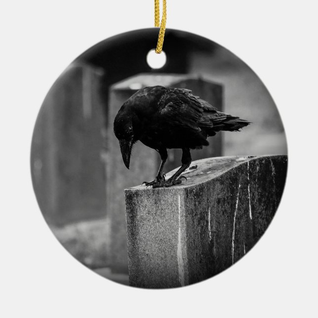 Fallende Friedhof-Crow Keramik Ornament (Vorne)